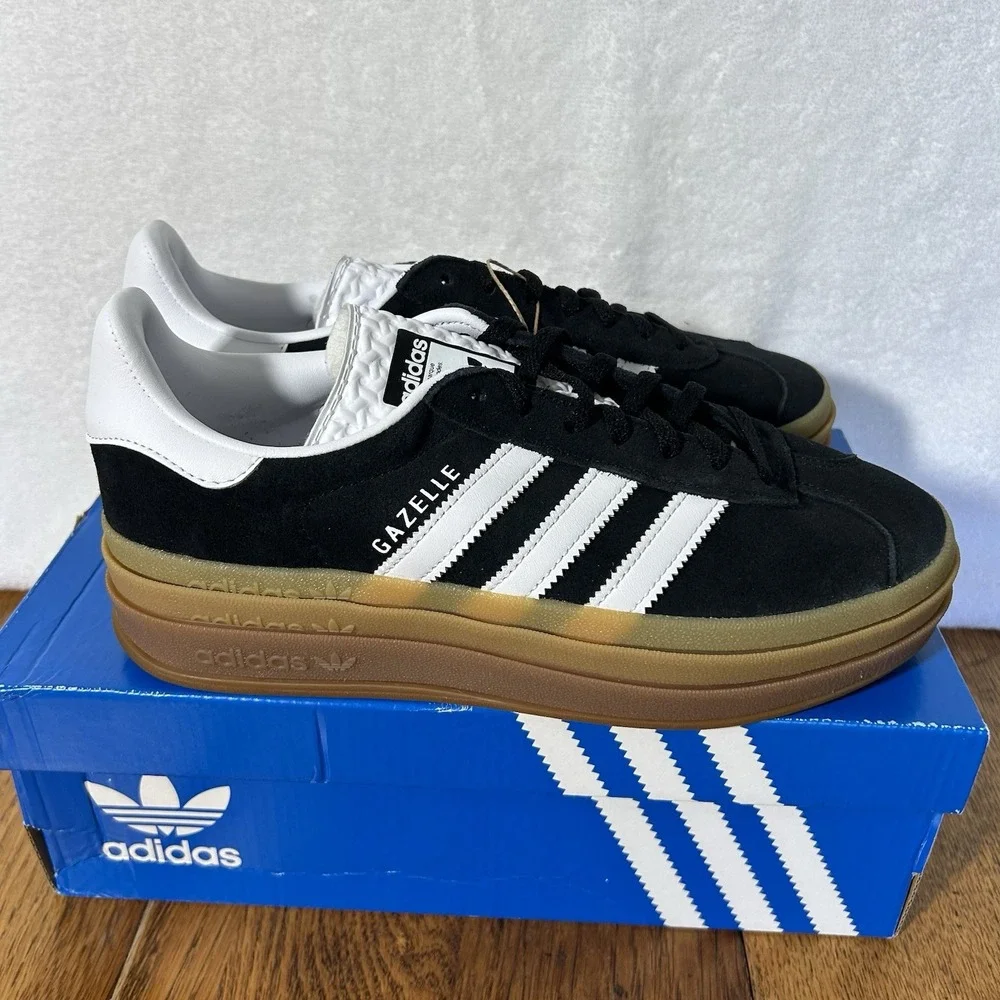 Adidas Womens Size 8.5 Black Gazelle Bold Low Top Platform IE0876 Athletic Shoes